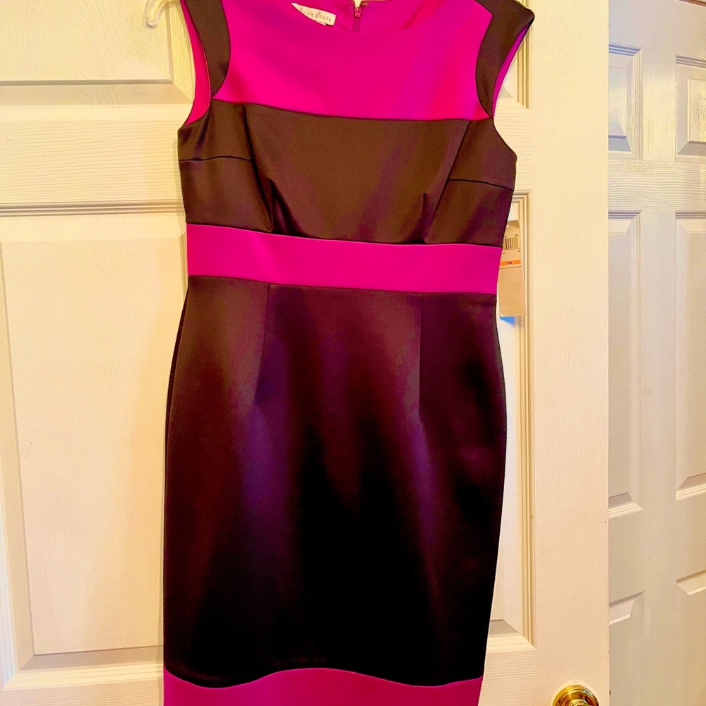 London Times Pink and Black Sheath Dress